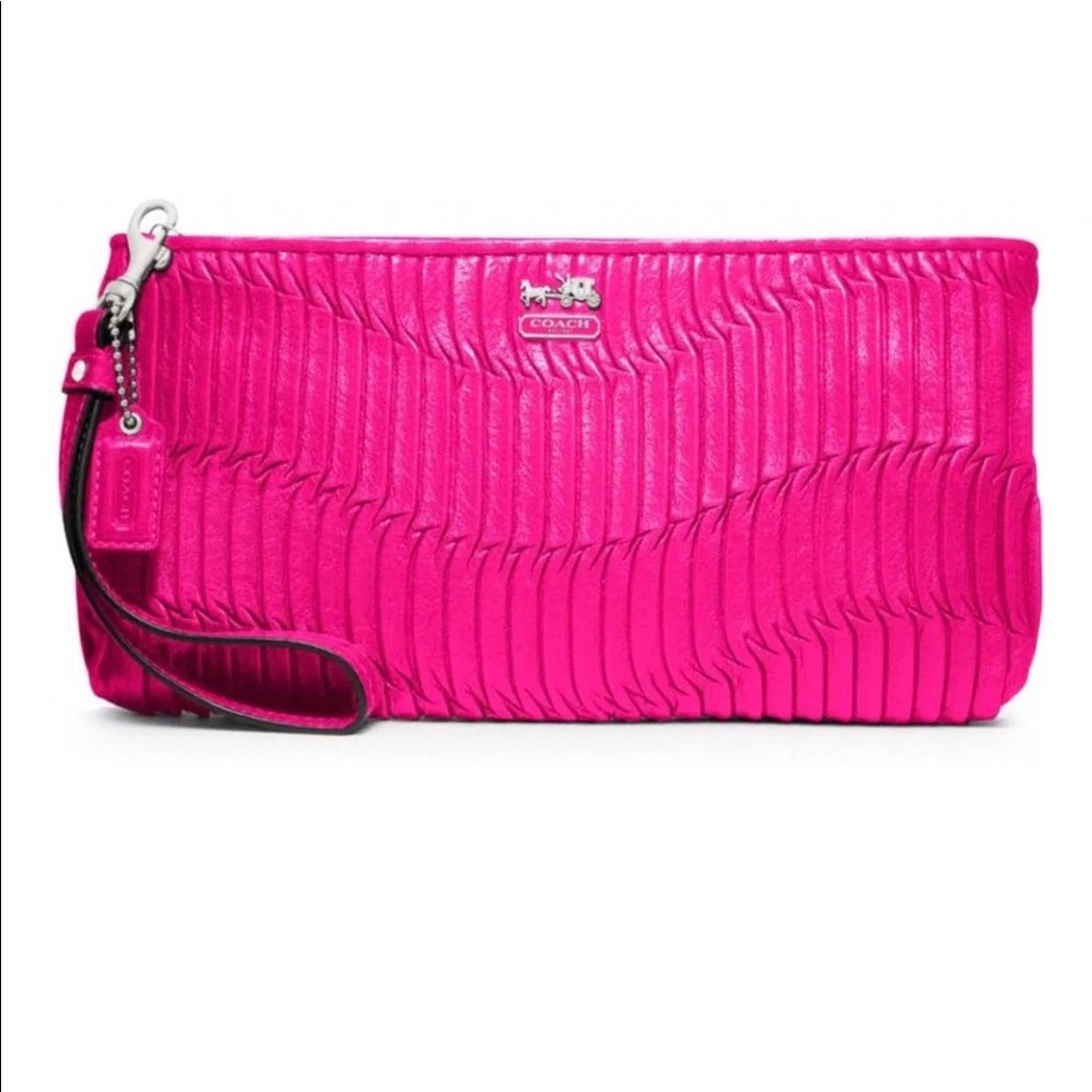 Coach Madison Gathered Leather Zip Clutch